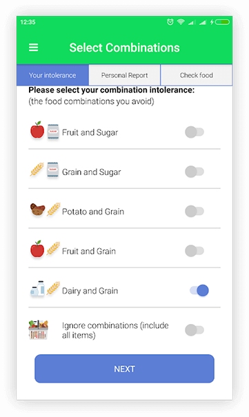 Carroll Food Intolerance App